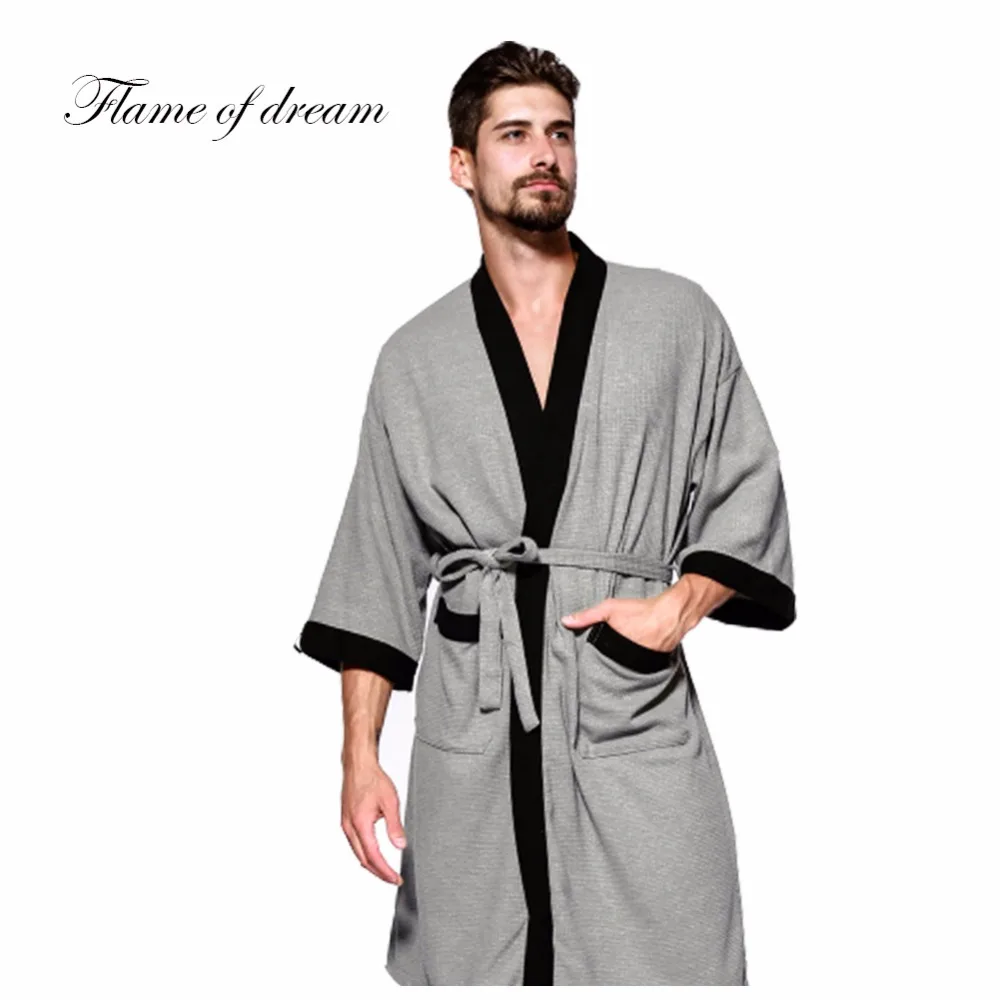 Albornoz de Ducha Hombre Albornoz Invierno Franela Suave Bata Larga PUTUO Bata De Ba/ño Hombres Albornoz con Capucha