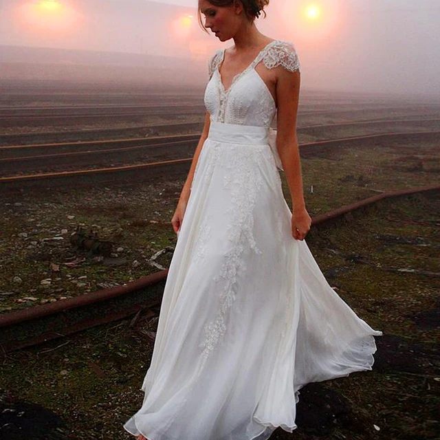 2016 vestidos de noiva 2015 bohemia de la playa vestido de novia de
