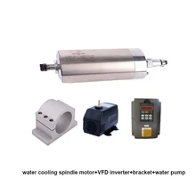 1.5kw 2hp 24000 об/мин ER11 80 мм шпиндель водяного охлаждения мотор и 2.2kw 3 фазы 220 В VFD инвертор и кронштейн и насос с ЧПУ комплекты