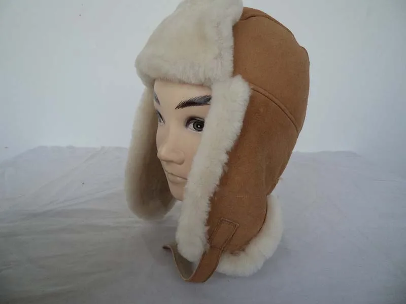 Зимняя женская мужская модная повседневная шапка из овечьего меха с ушками, лыжная шапка, шапка-бомбер
