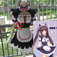 Nuevo envío libre neko cosplay dress lolita maid cos trajes de fiesta dress + delantal + pulseras + bowknot