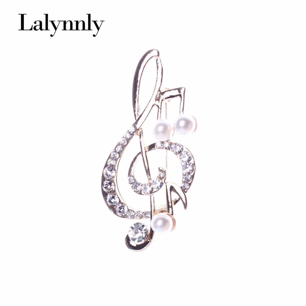 

Fashionable Brooches For Women Gold Color Musical Rhinestone Imitation Pearl Brooch Pin Crystal Jewelry Wholesale Gifts XZ00301