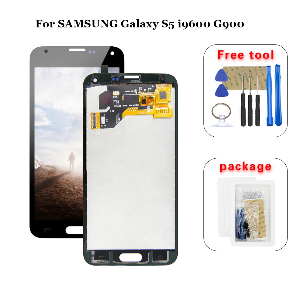 100% протестированный ЖК дисплей для SAMSUNG Galaxy S5 i9600 G900 G900F G900A дигитайзер сенсорная