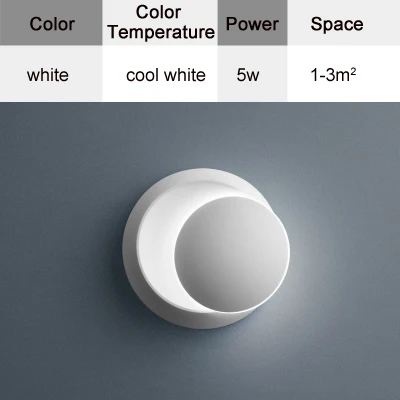 cool white- white Настенные лампы, черно-белый корпус для спальни, гостиной, 90-260 В, настенный светильник, для помещений, светодиодный настенный светильник, вращающийся, покрытый металлом, 5 Вт, Led Бра - Цвет абажура: cool white- white