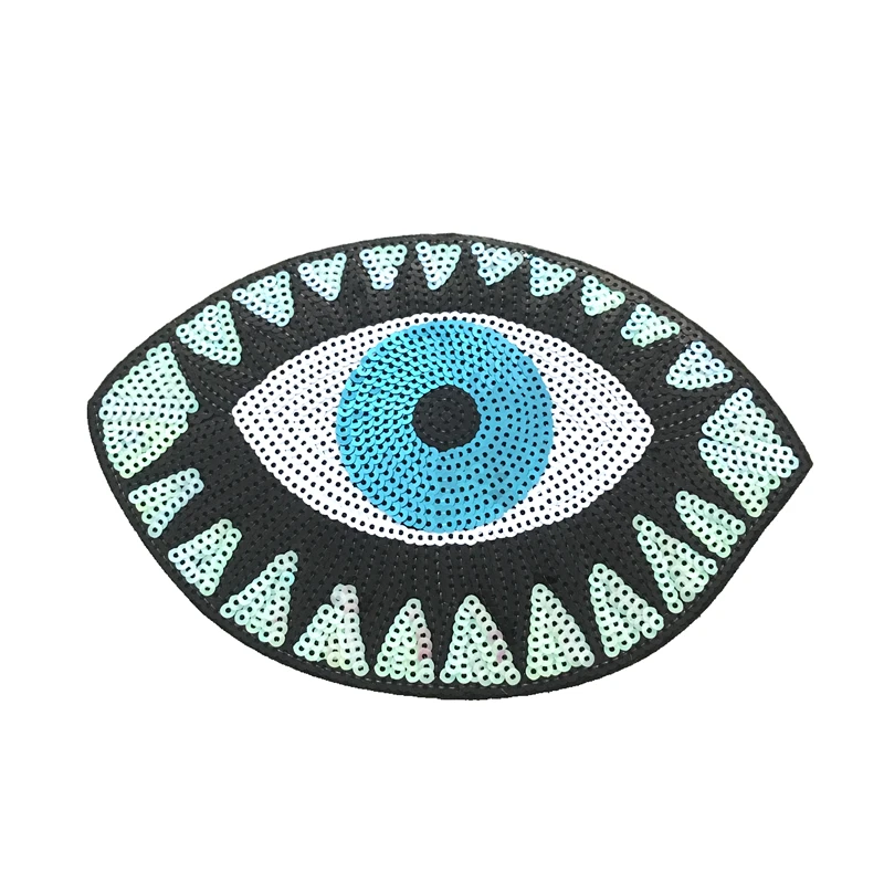 

2019 New Evil Eeyball Sequined Sew on Patches for Clothing Bags DIY Sewing Accessories Large Eye Sequins Patch Appliques