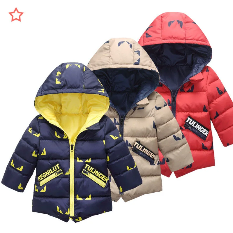 

Children's Parkas Boy Winter Jacket Coat Casual Hooded Thick Warm Parkas Outerwear For Kids High Quality 90-130