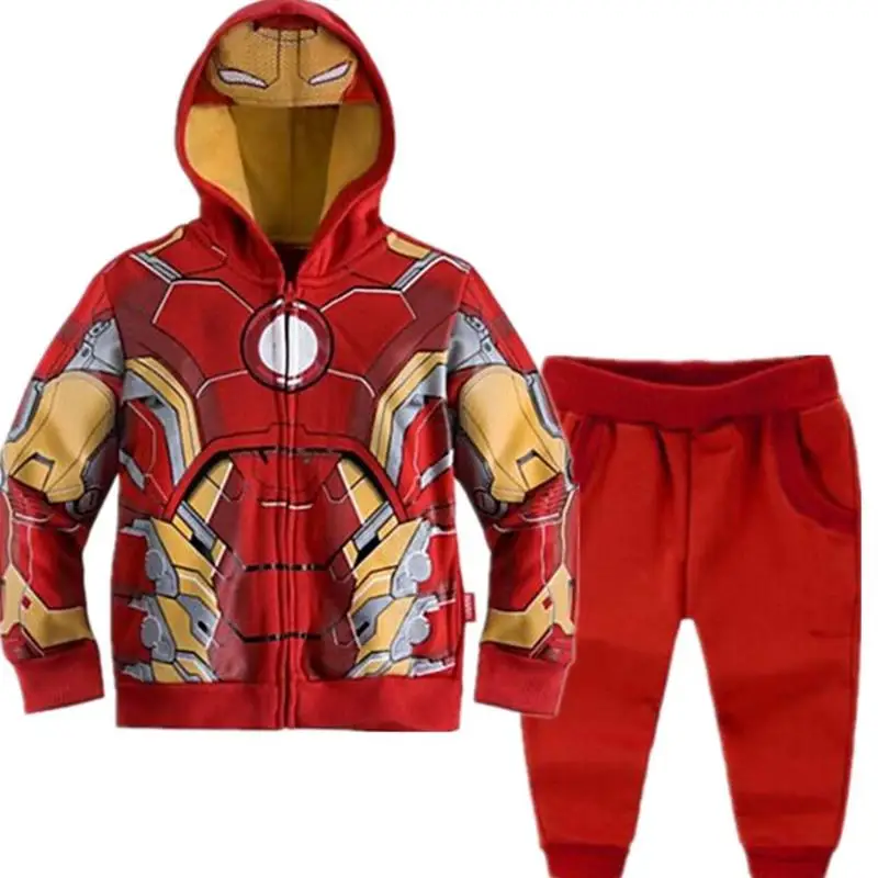 Детский комплект одежды «мстители» на весну и осень, толстовки с капюшоном для мальчиков «супергерой», «Капитан Америка», пальто+ штаны, 2-7Y