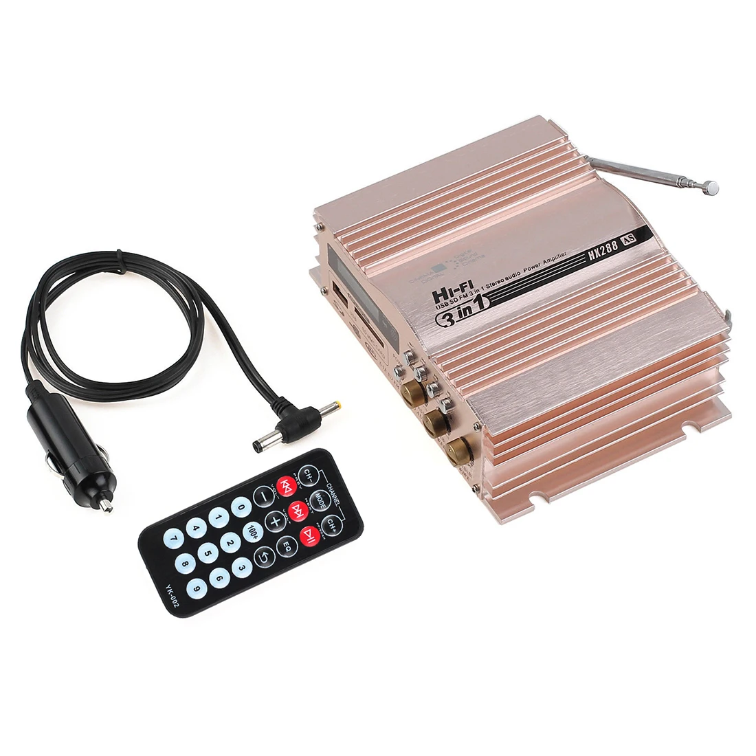 SCLS HONGXING 360W 12V 2 Channel Hi Fi Car Stereo Amplifier FM Radio MP3 AMP Speaker