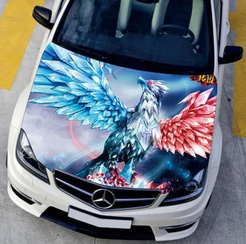 

120*150 cm Car Engine Hood Sticker Head Cool LOL Game Styling Decal Decor Carbon Vinyl Cover Waterproof Bird