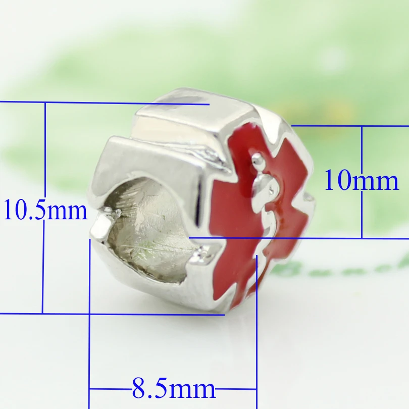 Продукт Красный Синий эмалированный Медицинский символ бусина-Шарм Для Пандора Браслет