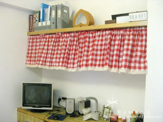 Красная клетчатая кружевная деревенская кухонная занавеска для гостиной, спальни, кофейная Короткая занавеска, 135*30/90 см, на заказ