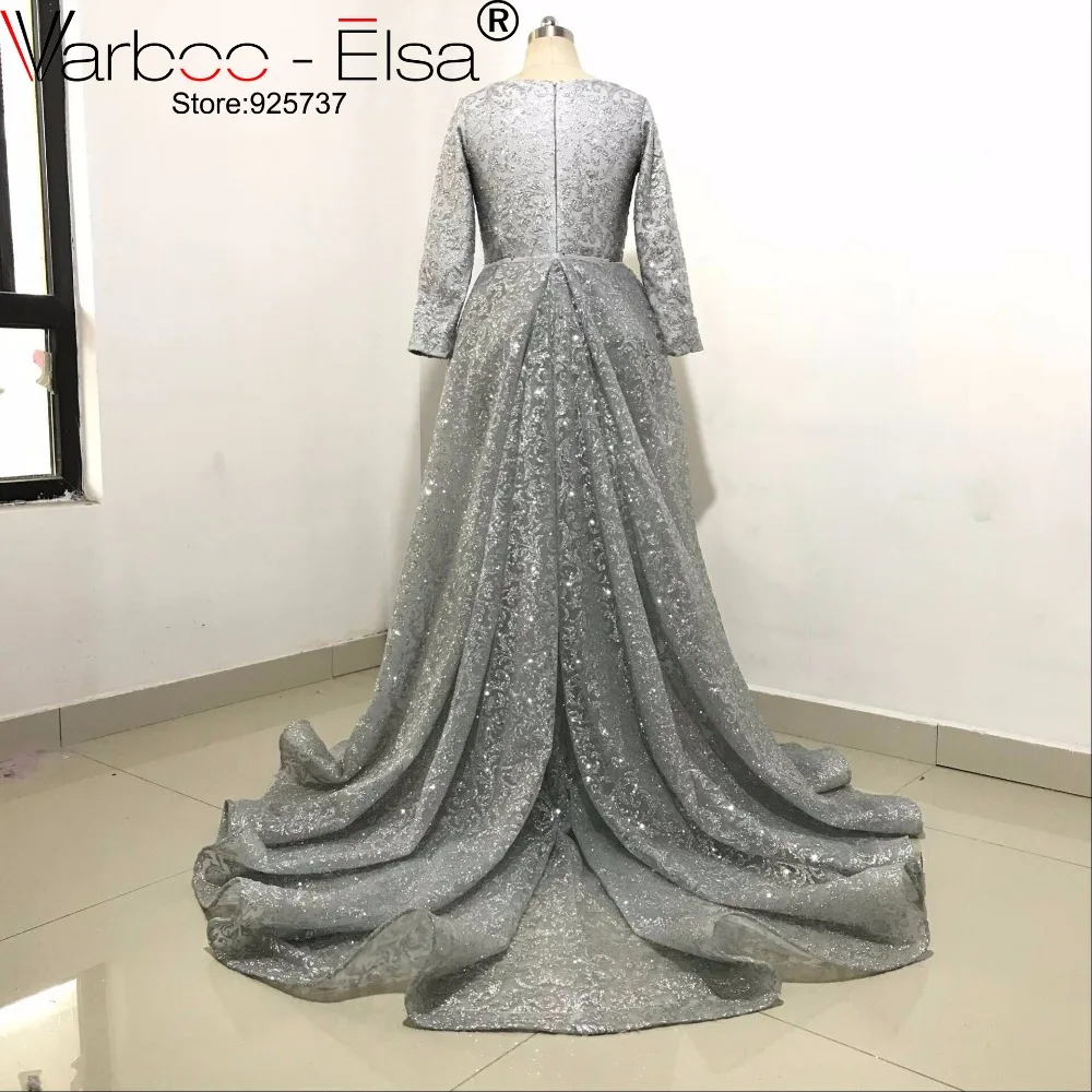VARBOO_ELSA/ Новое поступление, блестящее вечернее платье с блестками, длинный съемный шлейф, Длинное нарядное платье с рукавом, мусульманское платье для выпускного вечера в арабском стиле