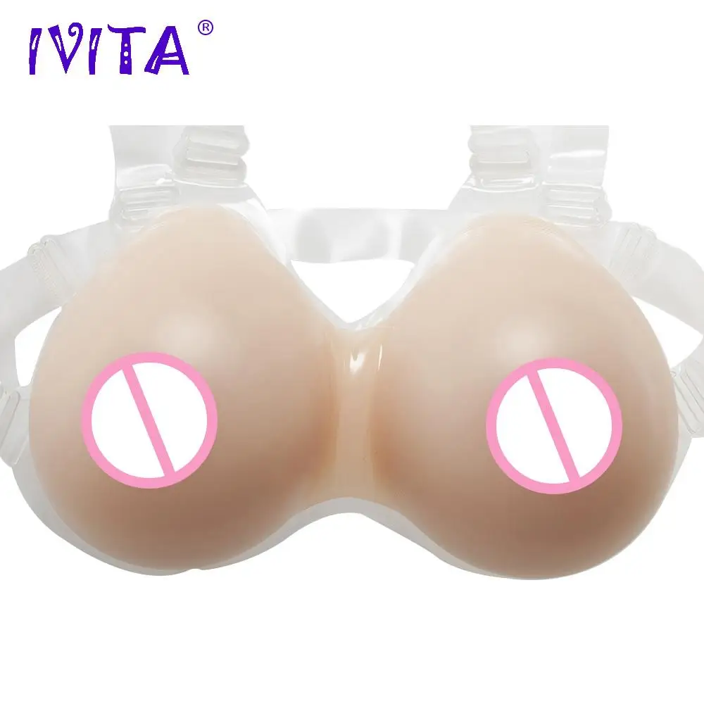

IVITA 1600g Realistic Silicone Breast Forms With Shoulder Straps For Crossdresser Transgender Enhancer Fake Boobs Chest