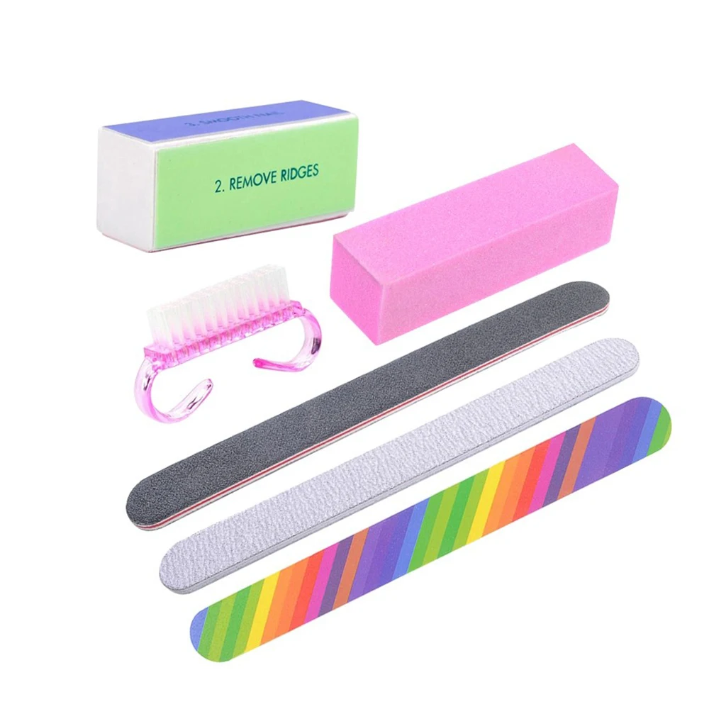 

6Pcs/Set Brush Tool & Nail Buffers & Sanding Nail Files Buffing Grit Sand Nail Art Accessories Manicure Kit UV Gel Polish Tools