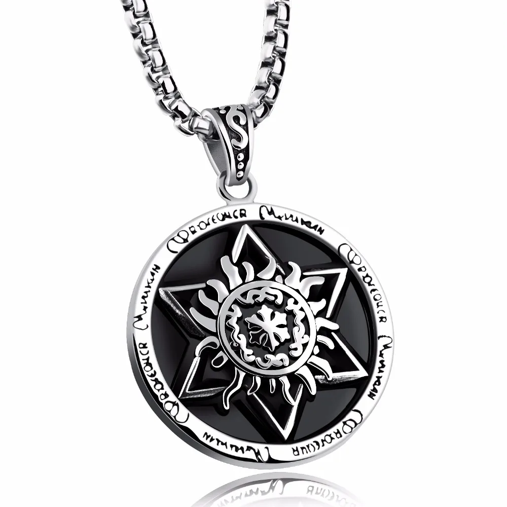 

Punk Star of David Pendant Necklaces For Men Shield Design Stainless Steel Box Link Chain Personality Jewelry Gift GX1163