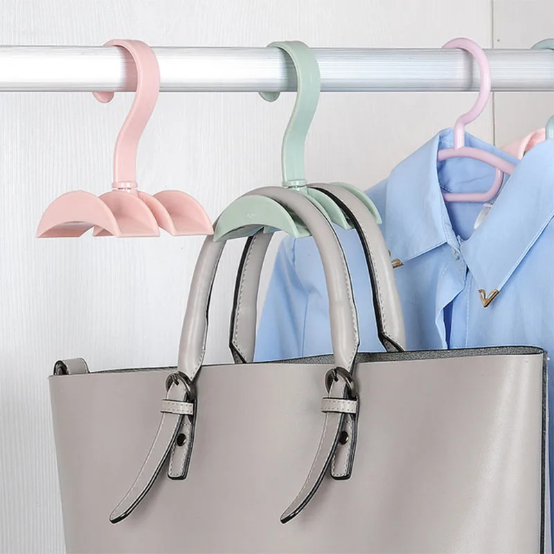 4 Colors Rotation Closet Organizer Rod Hanger Handbag Storage Purse
