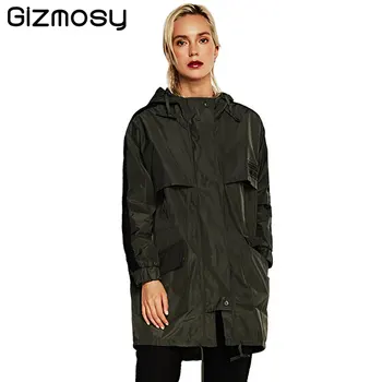 

Trench Coat Autumn Womens 2017 New Fashion Casual Coat Female With Hood Long Windbreaker Ladies Slim Army Green Outerwear SY1642