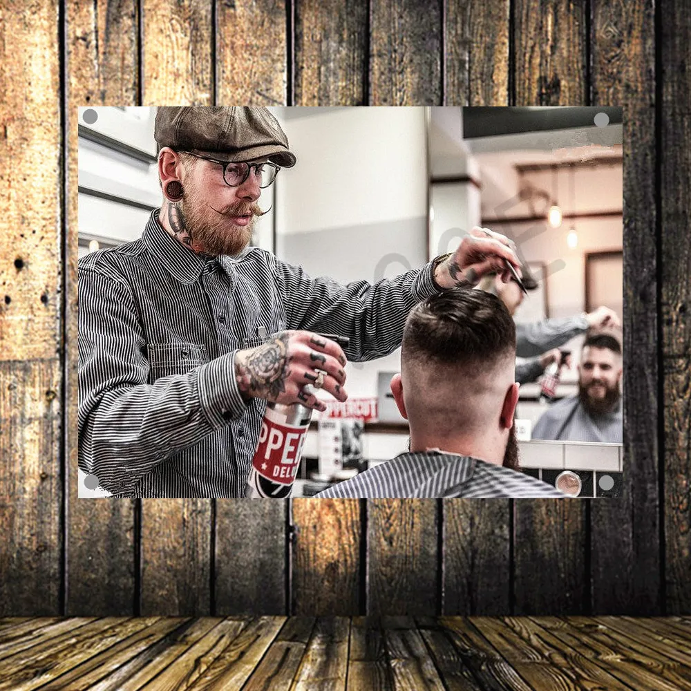 

Hairdresser's Tattoo poster flag banner tapestry Hanging painting wall hanging Barber Shop Background decor cloth