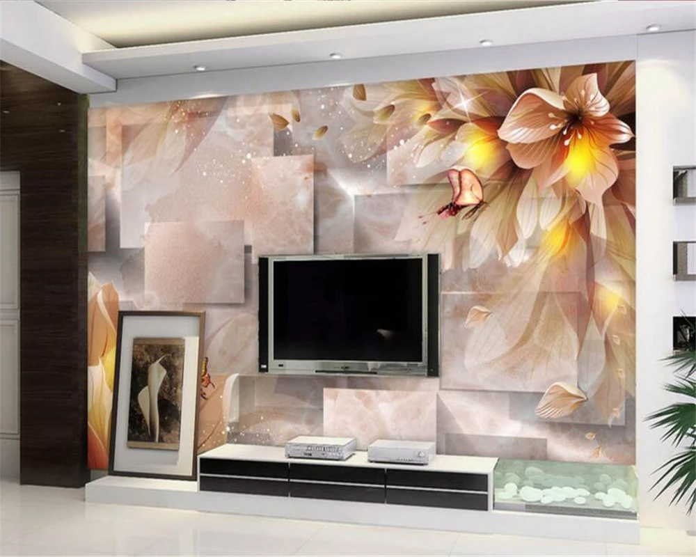 Beibehangカスタム壁紙3dステレオファンタジー花の蝶の花テレビの背景の壁リビングルームのソファの背景3d壁紙 Custom Wallpaper 3d Wallpaperwallpaper 3d Aliexpress
