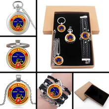 Соединенные Штаты молодых морпехов Semper Fidelis подарочный набор ювелирных изделий имеют карманные часы, кулон ожерелье, брелок, браслет с коробкой