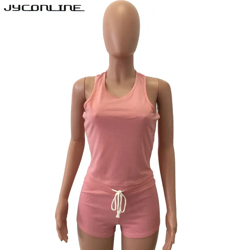 JYConline Сексуальный Боди женские комбинезоны и спортивные костюмы летний Облегающий комбинезон комплект из 2 предметов плюс размер шорты комбинезоны