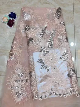 

Graceful wedding/party French net mesh lace fabric with sequins for sewing dress PDN259(5yards/lot)