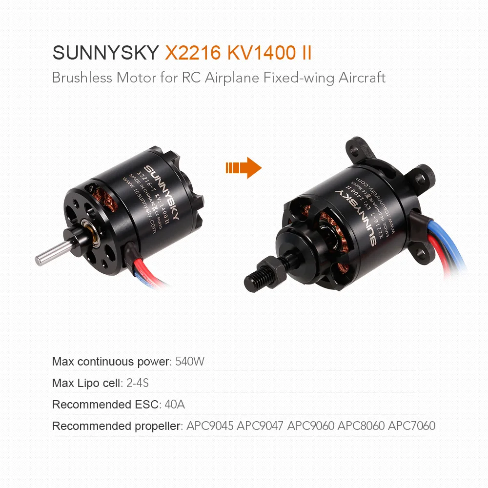SUNNYSKY X2216 KV1400 II 2-4 S бесщеточный мотор для RC самолета самолет RC мотор