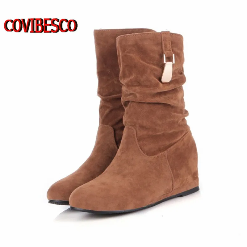 

Woemn Winter knee high boots The Most Flattering Warm Knee Length suede leather Snow Boots with High Quality for lady shoes