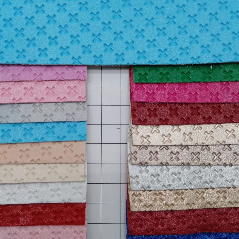 

91x134cm Synthetic Leather, Vinyl Fabric, Embossed Cross Leather Fabric for Bows DIY accessories P2416