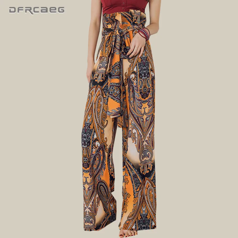 Chiffon Hoho Wide Leg Pants Women 2018 Summer Bohemian