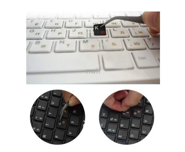 (100pcs) Russia Letters Super Durable Russian Keyboard Sticker Alphabet for Laptop Sticker Black