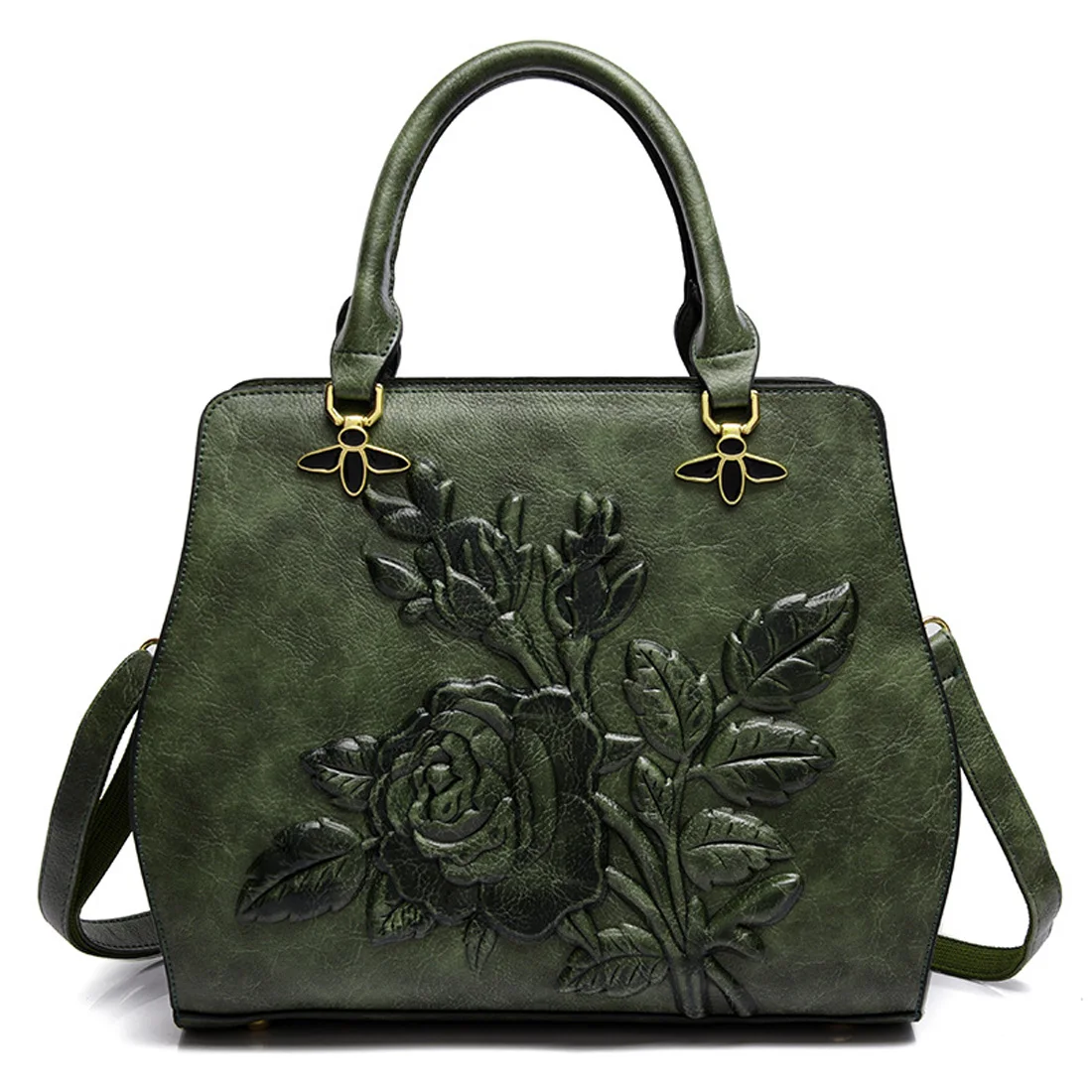 

Luxury Leather Hobo Bucket Bags 2018 Large Embroidery Embossing Printing retro Floral Handbag Brand Tote Bag High quality