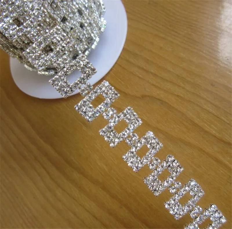 

30cm*15mm Rhinestone Crystal Chain Trim Ribbon Silver Applique Hair Accessory Bridal Sash Sewing on Wedding Dress Decoration