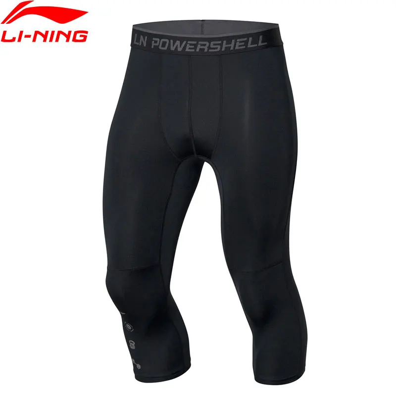 Li-Ning, мужские тренировочные шорты, 3/4 слой, облегающие, 88% полиэфир, 12% спандекс подкладка, Спортивные укороченные штаны, AUQP023 MKY500