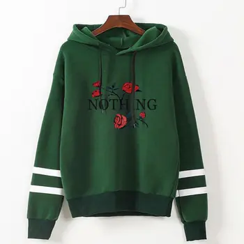 

Long Sleeve Women Floral Pullover Hoodies Autumn Cotton Sweatshirts Nothing Letter Printing Women Striped Hoodie Hooded Coat
