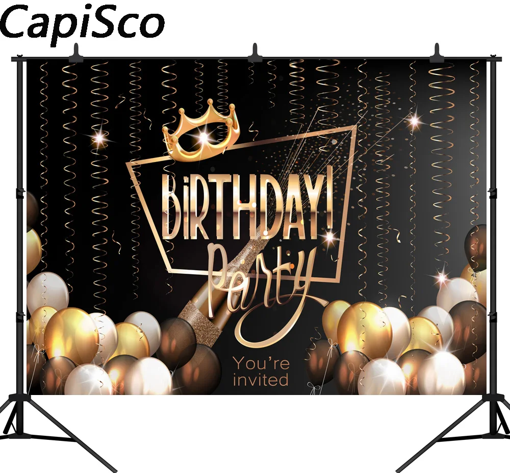 

Capisco photographic background Ball Ribbon Birthday Crown Custom Party backdrop photocall photo printed vinyl customize