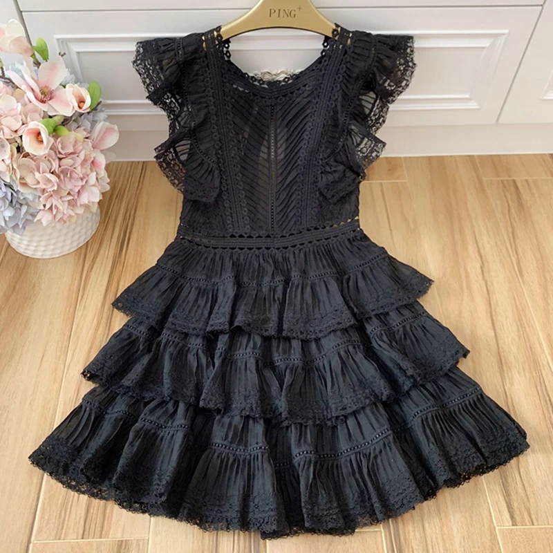 

Red RoosaRosee Runway Women Sexy V Neck Short Butterfly Sleeve Elegant Holiday Black Mini Cake Dresses Party Vestidos Robe Femme