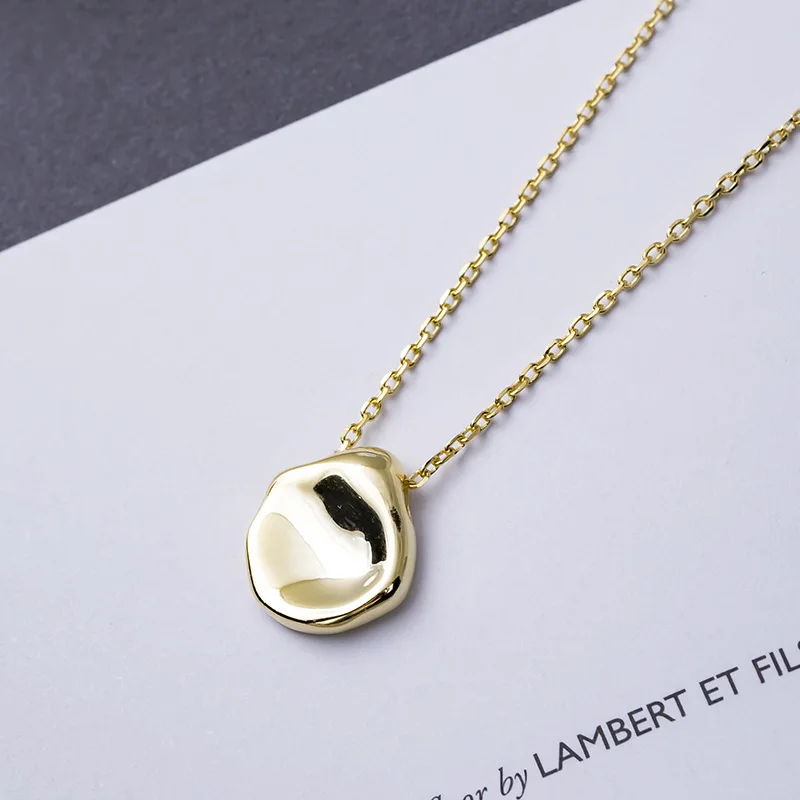 Irregular round pendant necklace 100% 925 Sterling silver nacklace Jewellery Clavicle chain pendant charms gift unisex necklace