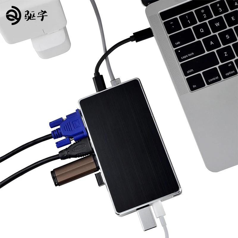 Quyu USB HUB 3 0 док станция все в одном C к HDMI RJ45 для MacBook Samsung Galaxy S10 Huawei Mate 20 P20 Pro Type