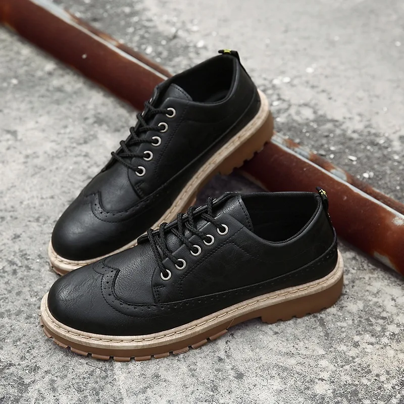 Мужские ботинки размера плюс 39-45, Новые повседневные кожаные ботинки Martens мужские военные ботинки Рабочая защитная обувь - Цвет: 1806 Black