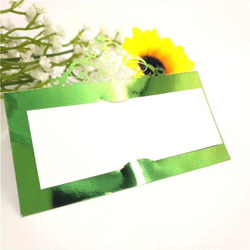 10 шт для свадьбы или «нулевого дня рождения» Украшения для стола на день рождения карточки с именем Свадебный декор лазерный полый дизайн 5zSH873 - Цвет: Bright Green