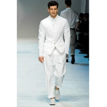 

New Smoking Terno Modern Grooms Tuxedos Notched Lapel Wedding Suits For Men One Button Groomsmen Formal Party (jacket+pants)