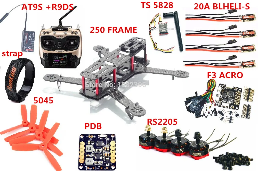 

250 Mini Carbon Fiber Quadcopter Frame NAZE32/F3 ACRO Flight Controller MT2204 2300KV/RS2205+12A ESC/20A blheli-s 5030/5045 Prop