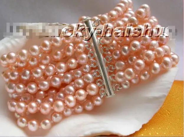 

Wholesale price 16new ^^^^^^^Genuine 8row round pink pearl bracelet