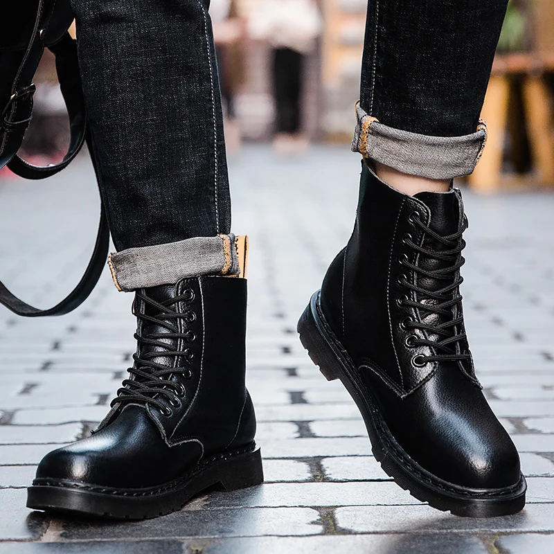 

High quality Martens Men Boots Dr Martin zipper Boots shoes High Top Motorcycle Autumn Winter shoes man snow Boots