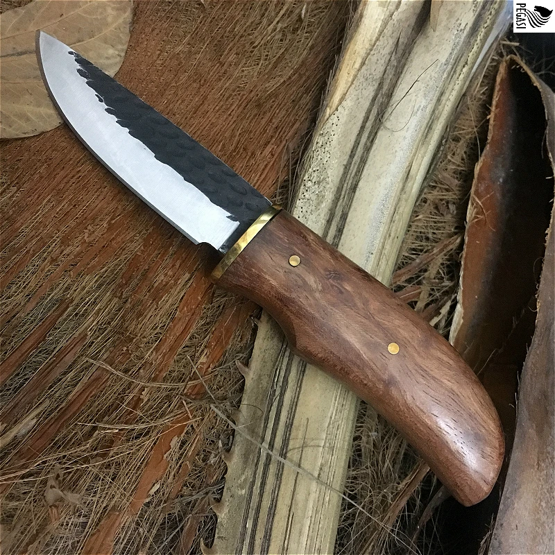 

PEGASI pure handmade sandalwood handle straight knife 58HRC high hardness field survival rescue diving straight knife.