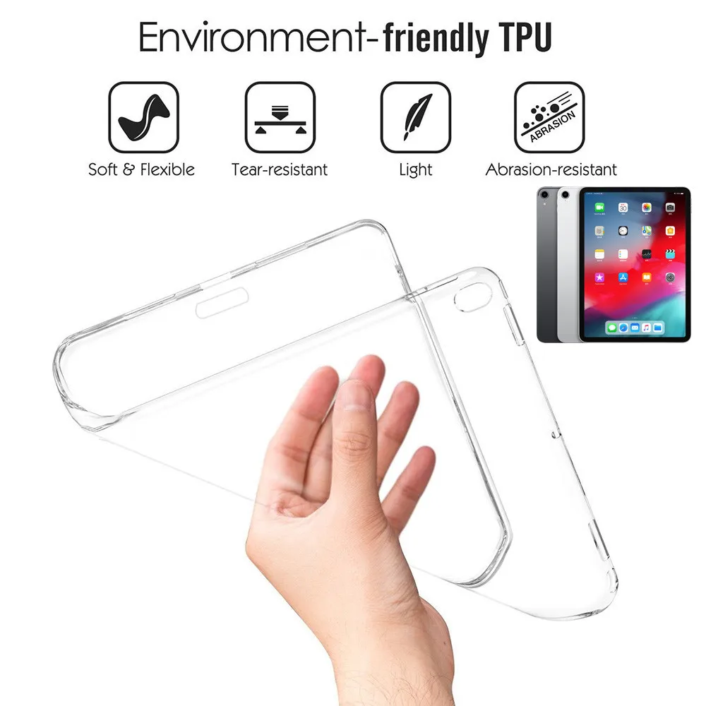Silicone Protective Case Shell For iPad Pro 11/12.9 Inch Slim HD Soft TPU Silicone Gel Transparent Case Cover For iPad Pro Silicone Protective Case Shell For iPad Pro 11/12.9 Inch Slim HD Soft TPU Silicone Gel Transparent Case Cover For iPad Pro