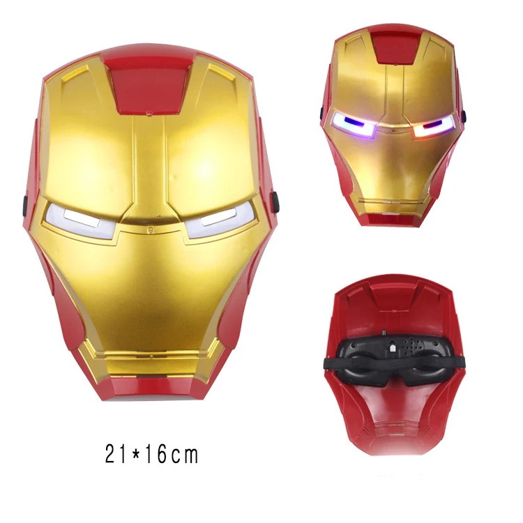 Детская светящаяся маска Мстители Железный человек Человек-паук Капитан Бэтмен Америка Черная пантера с легкой маской - Цвет: Iron Man