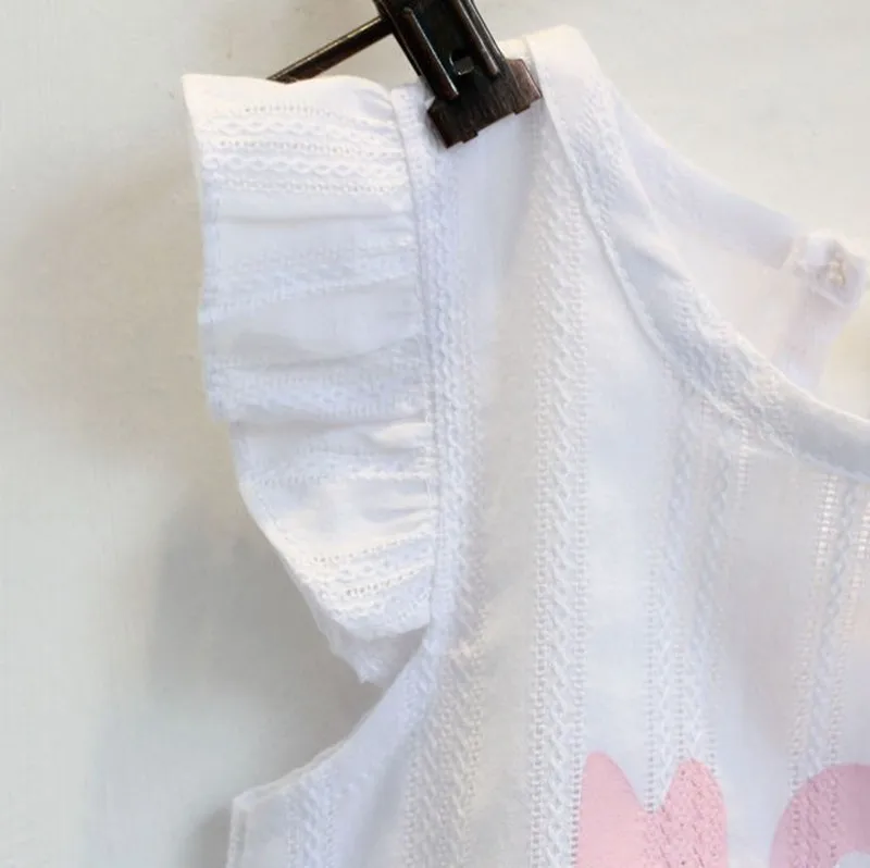 Baby Children Clothes Sets 2018 Girls Fly Sleeve Flower Cotton Shirt + Shorts Summer Set Sport Belt Print Letter Clothes k1 6