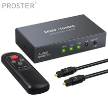Prozor spdif/toslink óptico de áudio 3x1 switcher digital optical switch splitter extensor com cabo óptico de controle remoto ir